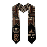 Samoa Siapo Mamanu Custom Graduation Stole Black Waves Motifs