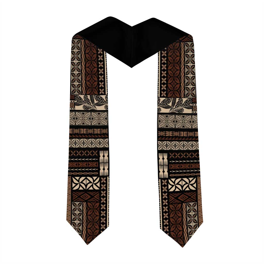 Samoa Siapo Mamanu Custom Graduation Stole Black Waves Motifs