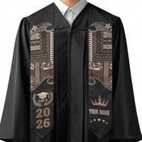 Samoa Siapo Mamanu Custom Graduation Stole Black Waves Motifs