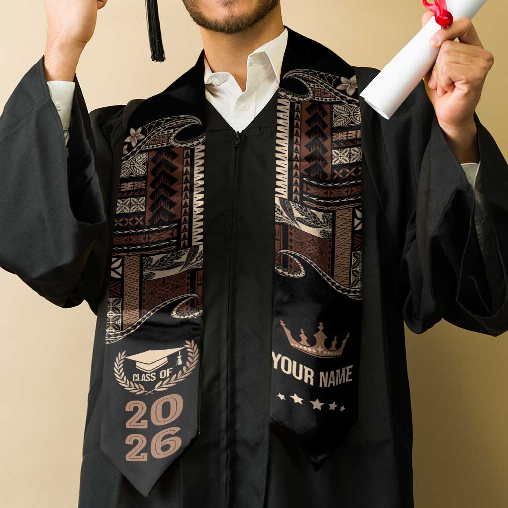 Samoa Siapo Mamanu Custom Graduation Stole Black Waves Motifs
