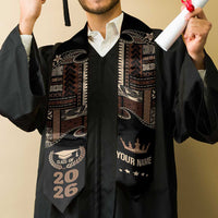 Samoa Siapo Mamanu Custom Graduation Stole Black Waves Motifs