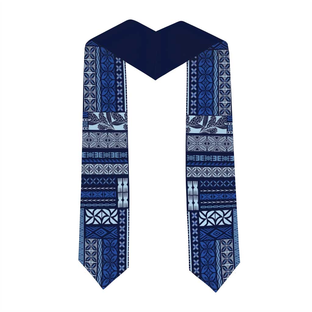 Samoa Siapo Mamanu Custom Graduation Stole Blue Waves Motifs LT7 - Polynesian Pride
