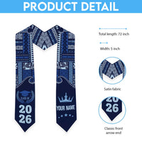 Samoa Siapo Mamanu Custom Graduation Stole Blue Waves Motifs LT7 - Polynesian Pride