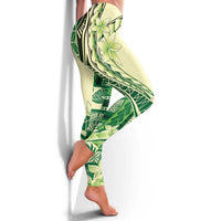 Samoa Siapo Mamanu Leggings Plumeria Emerald Motifs