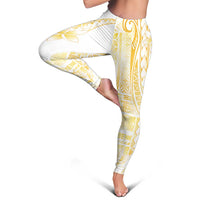 Samoa Siapo Mamanu Leggings Plumeria Fancy Gold Motifs