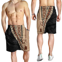 Samoa Siapo Motif Half Style Shorts for Men Brown Version LT03 - Polynesian Pride