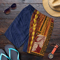 Samoa Siapo Motif Half Style Shorts for Men Colorful Version LT03 Yellow - Polynesian Pride