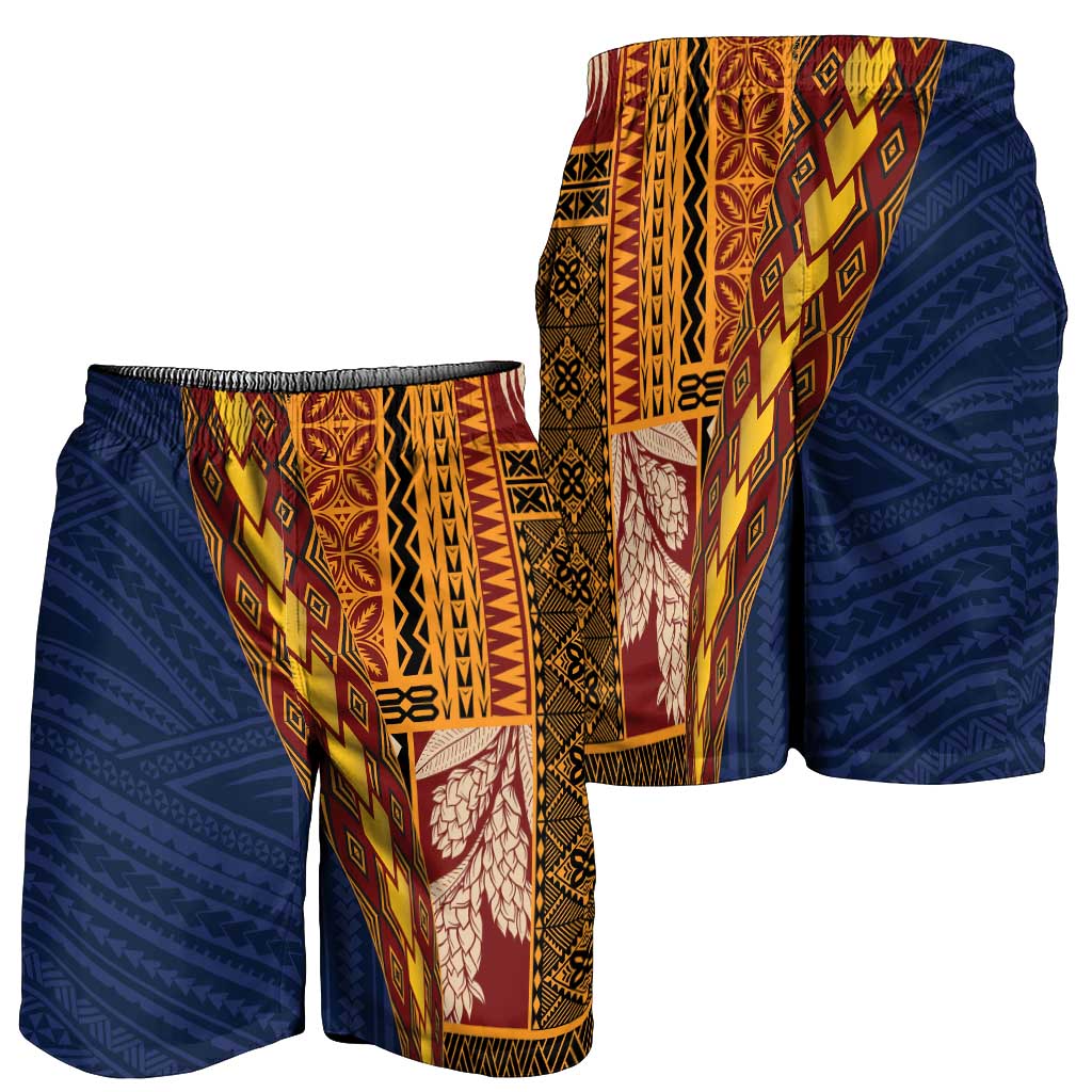 Samoa Siapo Motif Half Style Shorts for Men Colorful Version LT03 - Polynesian Pride