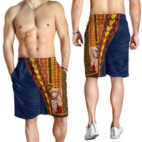 Samoa Siapo Motif Half Style Shorts for Men Colorful Version LT03 - Polynesian Pride