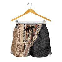 Samoa Siapo Motif Half Style Shorts for Women Brown Version LT03 - Polynesian Pride