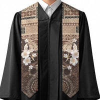 Samoa Siapo Pattern With Brown Hibiscus Graduation Stole LT05 - Polynesian Pride