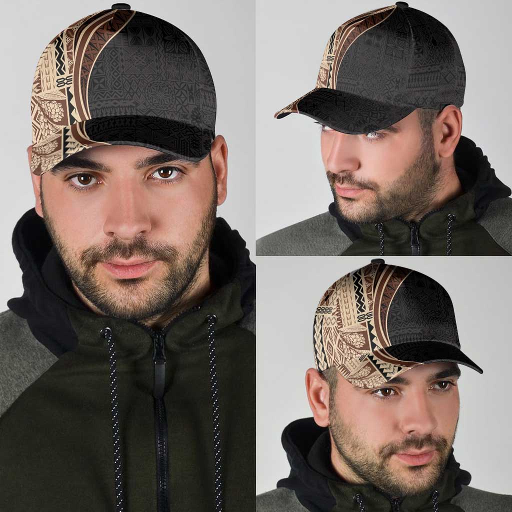 Samoa Siapo Tapa Pattern Half Style Classic Cap Beige Color LT03