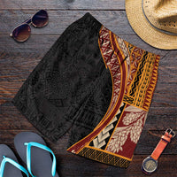 Samoa Siapo Tapa Pattern Half Style Shorts for Men Yellow Color LT03 Yellow - Polynesian Pride