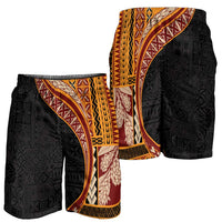 Samoa Siapo Tapa Pattern Half Style Shorts for Men Yellow Color LT03 - Polynesian Pride