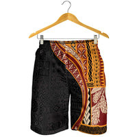 Samoa Siapo Tapa Pattern Half Style Shorts for Men Yellow Color LT03 - Polynesian Pride
