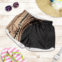 Samoa Siapo Tapa Pattern Half Style Shorts for Women Beige Color LT03 Beige - Polynesian Pride