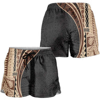 Samoa Siapo Tapa Pattern Half Style Shorts for Women Beige Color LT03 - Polynesian Pride