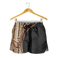 Samoa Siapo Tapa Pattern Half Style Shorts for Women Beige Color LT03 - Polynesian Pride