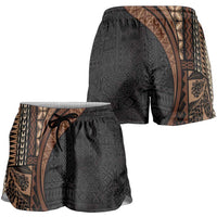 Samoa Siapo Tapa Pattern Half Style Shorts for Women Black Color LT03 - Polynesian Pride