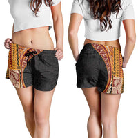 Samoa Siapo Tapa Pattern Half Style Shorts for Women Yellow Color LT03 - Polynesian Pride