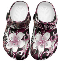 Samoa Siapo Tribal Pattern Clogs Shoes Violet Polynesian Plumeria Tapa Motif LT9 Violet - Polynesian Pride