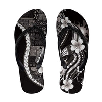 Samoa Siapo Tribal Pattern Flip Flops Black Polynesian Plumeria Tapa Motif LT9 Black - Polynesian Pride