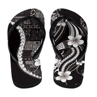 Samoa Siapo Tribal Pattern Flip Flops Black Polynesian Plumeria Tapa Motif LT9 - Polynesian Pride