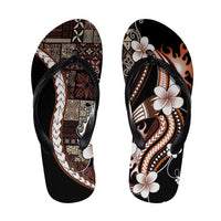 Samoa Siapo Tribal Pattern Flip Flops Brown Polynesian Plumeria Tapa Motif LT9 Brown - Polynesian Pride