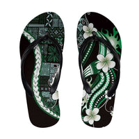 Samoa Siapo Tribal Pattern Flip Flops Forest Green Polynesian Plumeria Tapa Motif LT9 Green - Polynesian Pride