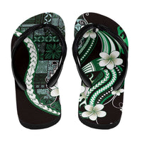 Samoa Siapo Tribal Pattern Flip Flops Forest Green Polynesian Plumeria Tapa Motif LT9 - Polynesian Pride
