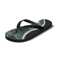 Samoa Siapo Tribal Pattern Flip Flops Forest Green Polynesian Plumeria Tapa Motif LT9 - Polynesian Pride