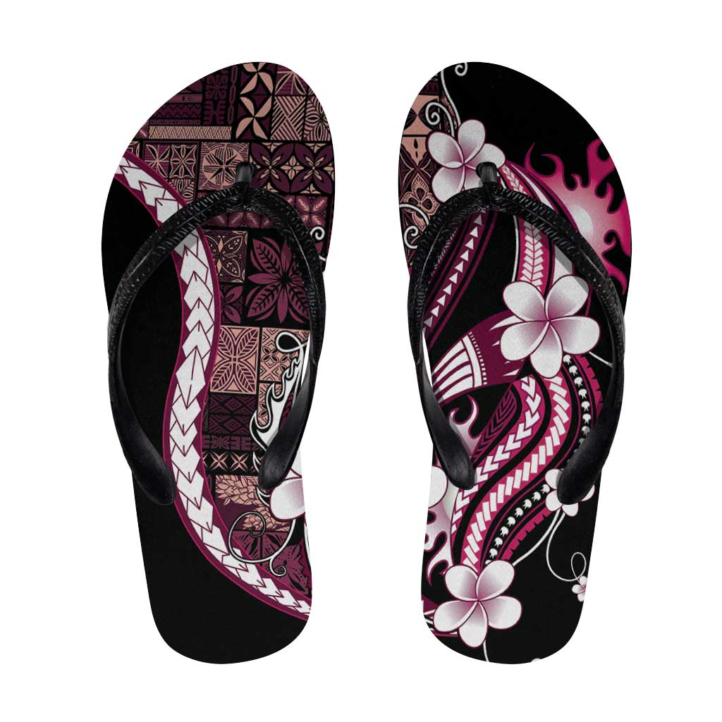 Samoa Siapo Tribal Pattern Flip Flops Violet Polynesian Plumeria Tapa Motif LT9 Violet - Polynesian Pride