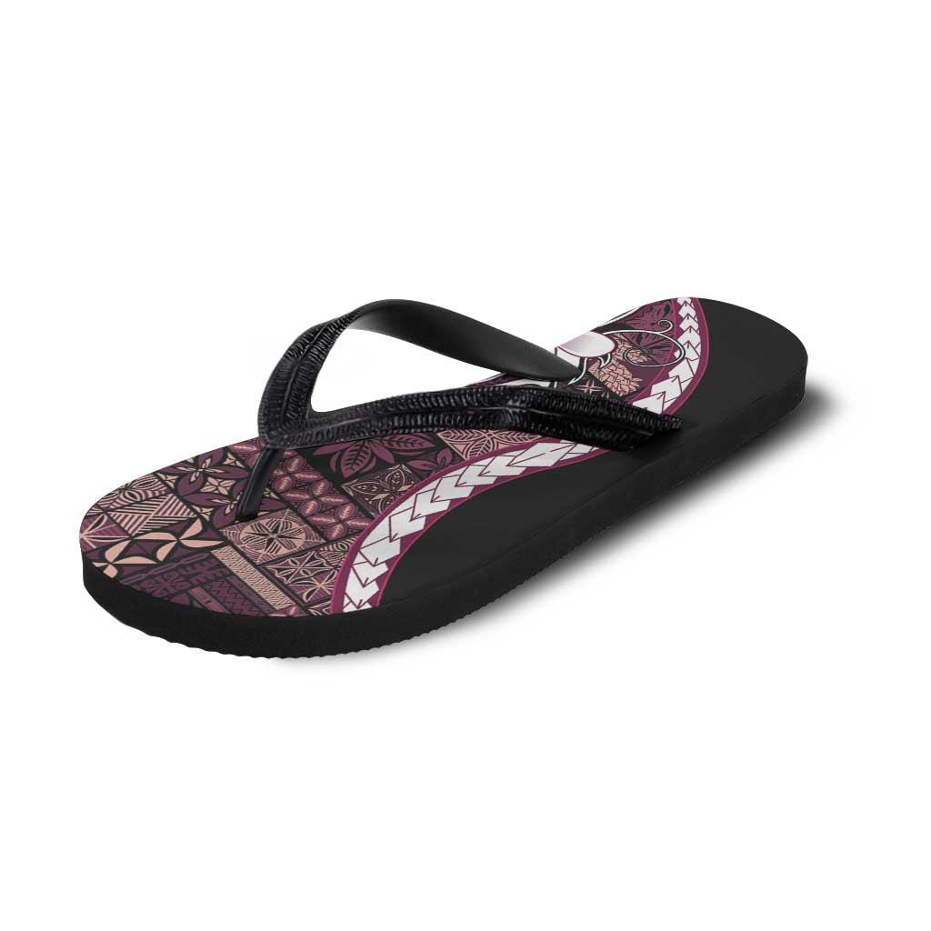 Samoa Siapo Tribal Pattern Flip Flops Violet Polynesian Plumeria Tapa Motif LT9 - Polynesian Pride