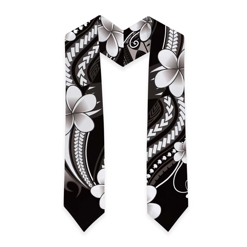 Samoa Siapo Tribal Pattern Graduation Stole Black Polynesian Plumeria Tapa Motif LT9 - Polynesian Pride