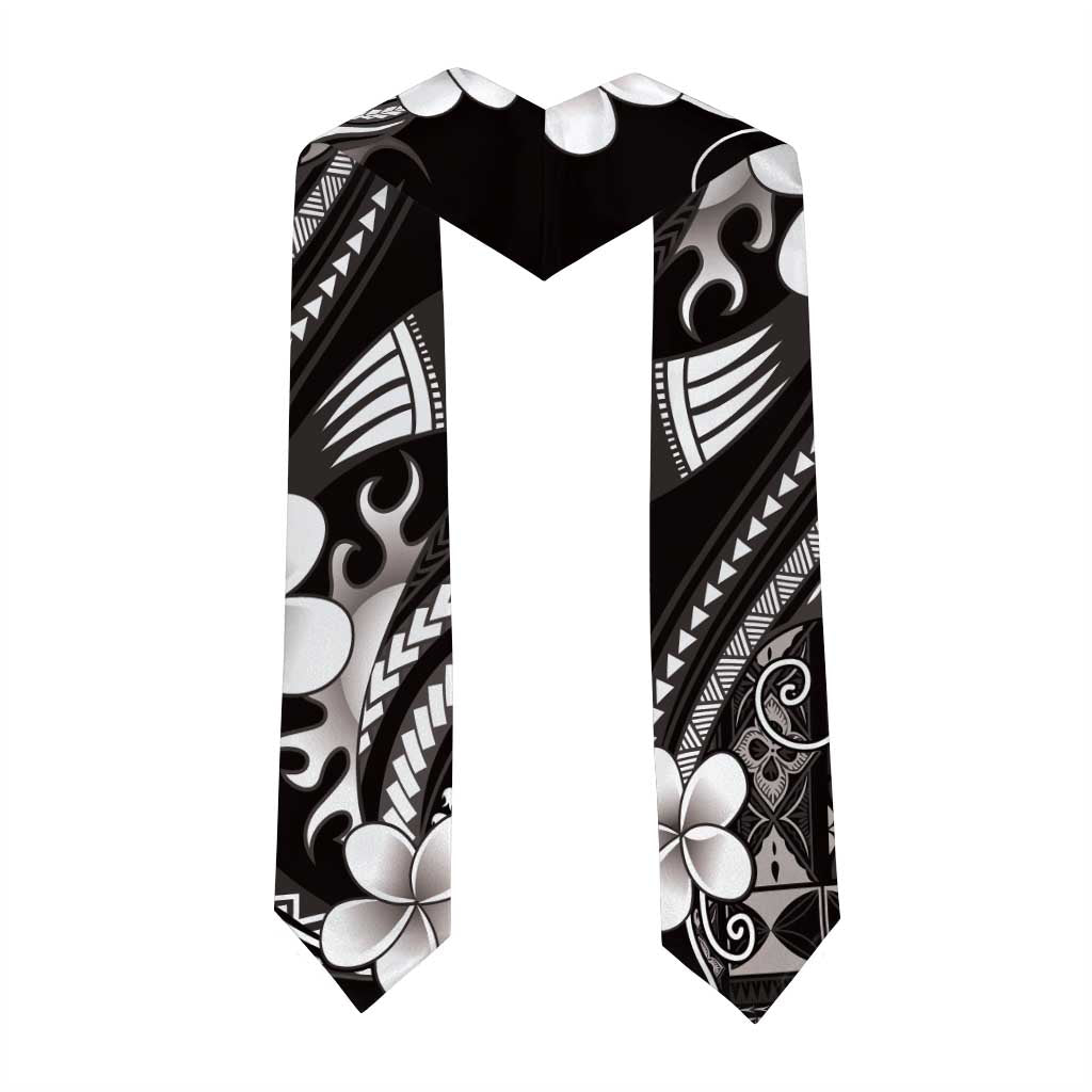 Samoa Siapo Tribal Pattern Graduation Stole Black Polynesian Plumeria Tapa Motif LT9 - Polynesian Pride
