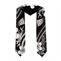 Samoa Siapo Tribal Pattern Graduation Stole Black Polynesian Plumeria Tapa Motif LT9 - Polynesian Pride