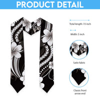 Samoa Siapo Tribal Pattern Graduation Stole Black Polynesian Plumeria Tapa Motif LT9 - Polynesian Pride