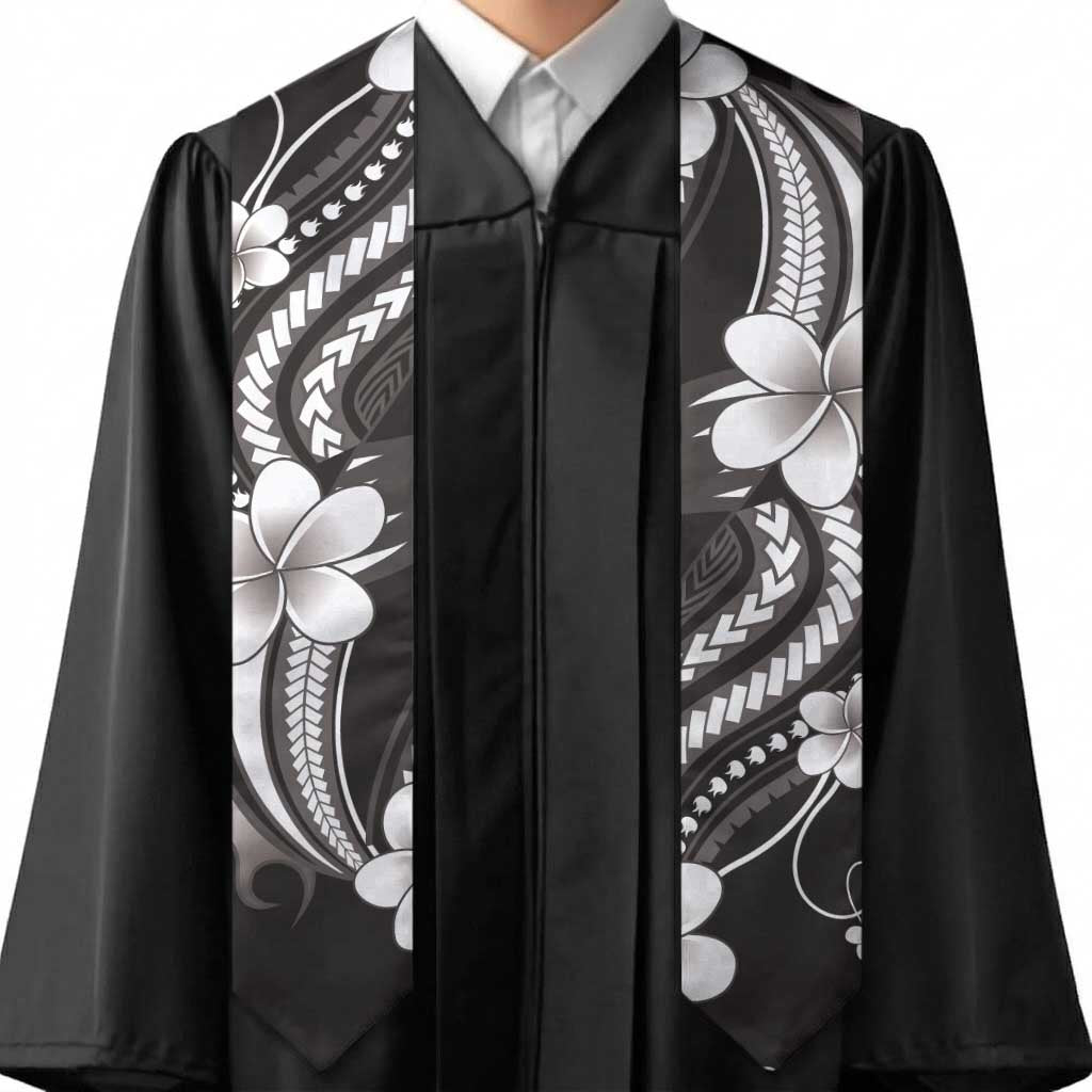 Samoa Siapo Tribal Pattern Graduation Stole Black Polynesian Plumeria Tapa Motif LT9 - Polynesian Pride
