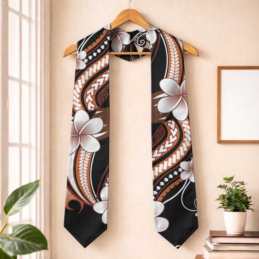 Samoa Siapo Tribal Pattern Graduation Stole Brown Polynesian Plumeria Tapa Motif LT9 One Size Brown - Polynesian Pride