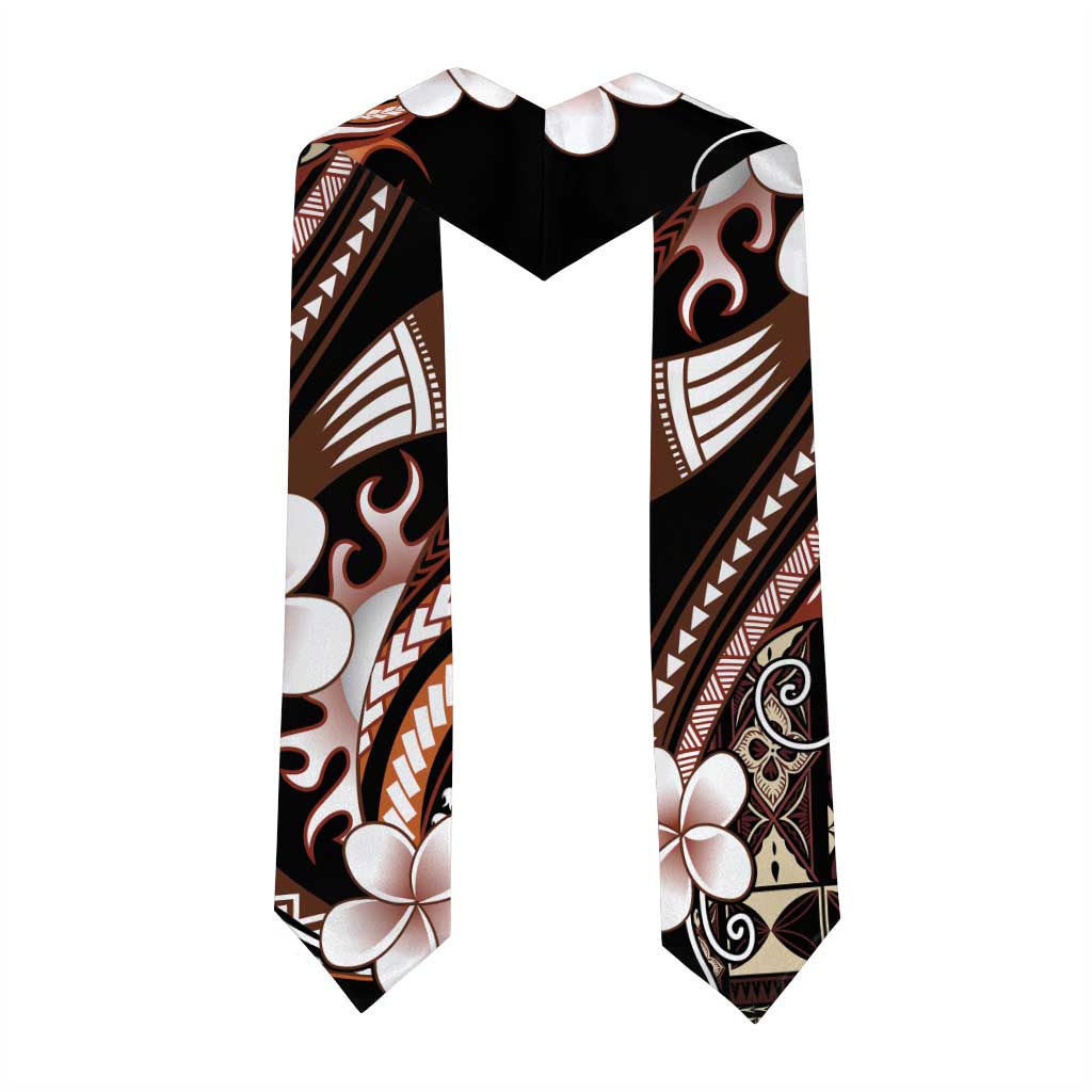 Samoa Siapo Tribal Pattern Graduation Stole Brown Polynesian Plumeria Tapa Motif LT9 - Polynesian Pride