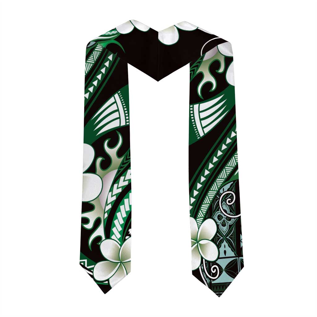 Samoa Siapo Tribal Pattern Graduation Stole Forest Green Polynesian Plumeria Tapa Motif LT9 - Polynesian Pride