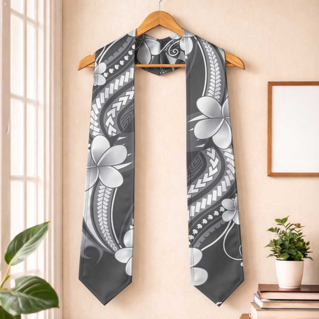 Samoa Siapo Tribal Pattern Graduation Stole Light Gray Polynesian Plumeria Tapa Motif LT9 One Size Gray - Polynesian Pride