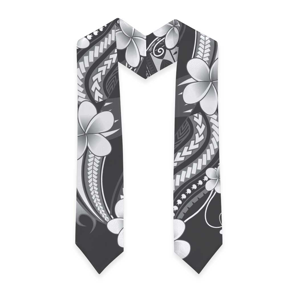 Samoa Siapo Tribal Pattern Graduation Stole Light Gray Polynesian Plumeria Tapa Motif LT9 - Polynesian Pride