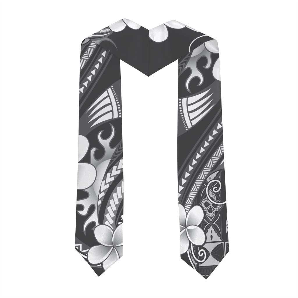 Samoa Siapo Tribal Pattern Graduation Stole Light Gray Polynesian Plumeria Tapa Motif LT9 - Polynesian Pride