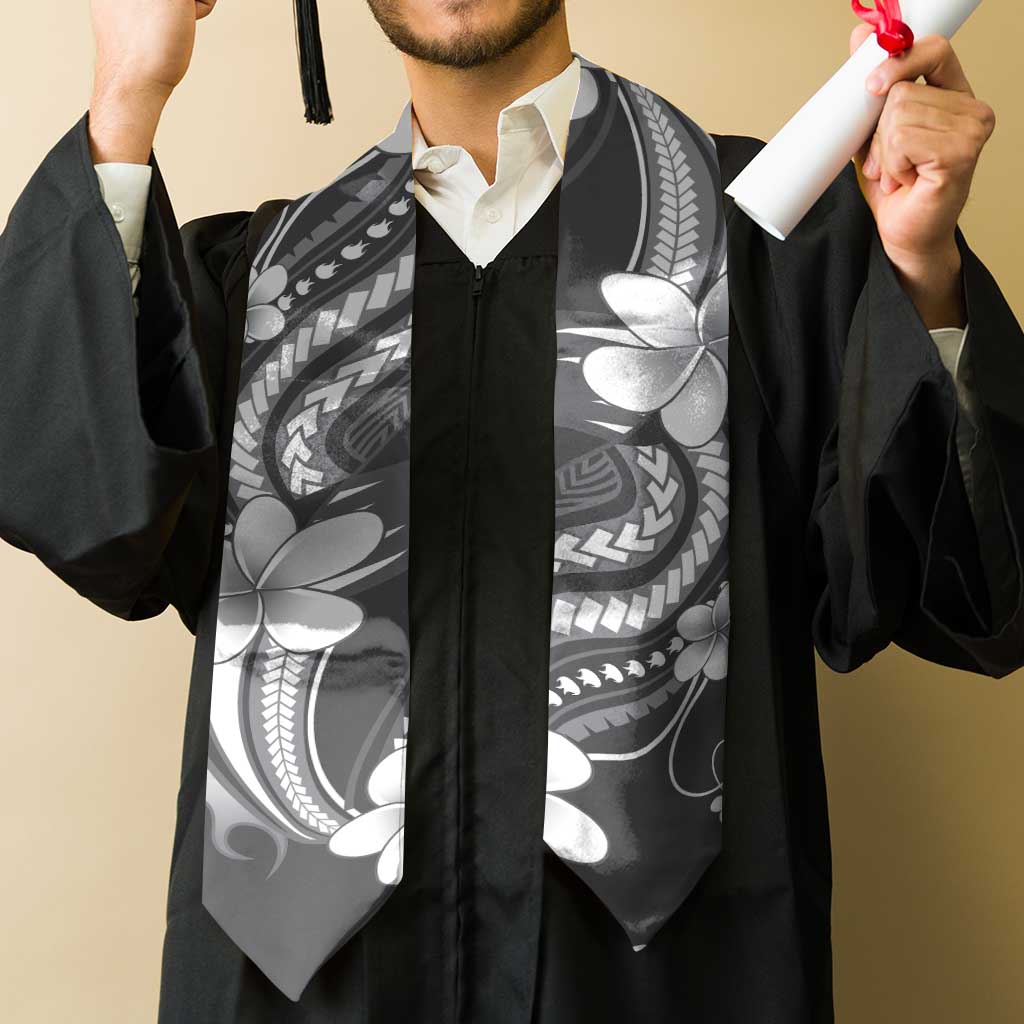 Samoa Siapo Tribal Pattern Graduation Stole Light Gray Polynesian Plumeria Tapa Motif LT9 - Polynesian Pride