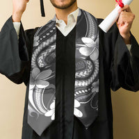 Samoa Siapo Tribal Pattern Graduation Stole Light Gray Polynesian Plumeria Tapa Motif LT9 - Polynesian Pride