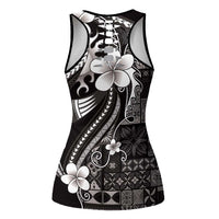 Samoa Siapo Tribal Pattern Hollow Tank Top Black Polynesian Plumeria Tapa Motif LT9 - Polynesian Pride