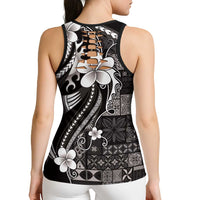 Samoa Siapo Tribal Pattern Hollow Tank Top Black Polynesian Plumeria Tapa Motif LT9 - Polynesian Pride