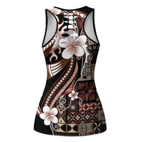 Samoa Siapo Tribal Pattern Hollow Tank Top Brown Polynesian Plumeria Tapa Motif LT9 - Polynesian Pride