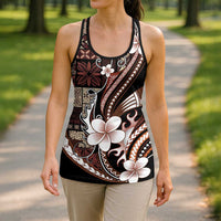 Samoa Siapo Tribal Pattern Hollow Tank Top Brown Polynesian Plumeria Tapa Motif LT9 - Polynesian Pride